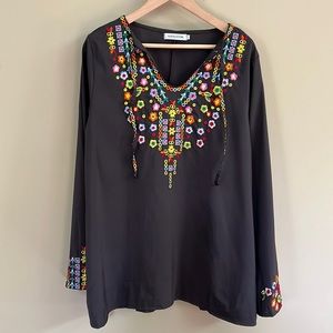 MISSLOOK Embroidered Boho Blouse